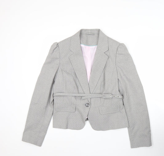 F&F Women Grey Size 16 Tailored Belted Blazer Jacket