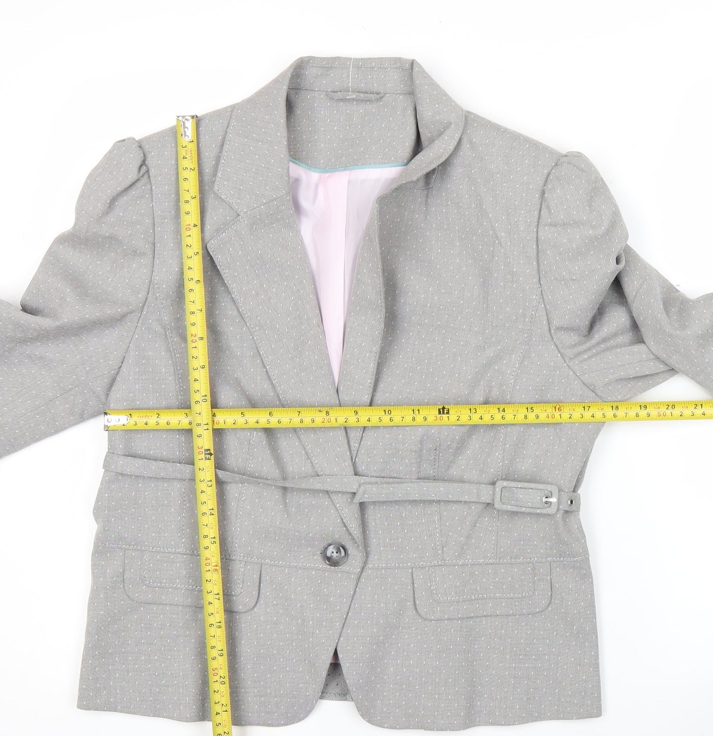 F&F Women Grey Size 16 Tailored Belted Blazer Jacket