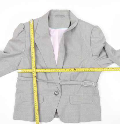 F&F Women Grey Size 16 Tailored Belted Blazer Jacket
