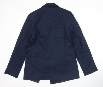 New Look Women’s Blue Linen Blend Blazer UK 12 Regular Fit