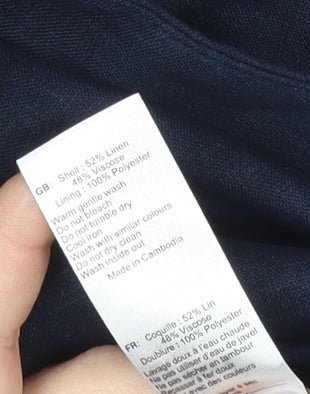 New Look Women’s Blue Linen Blend Blazer UK 12 Regular Fit