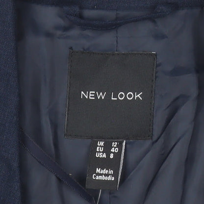 New Look Women’s Blue Linen Blend Blazer UK 12 Regular Fit
