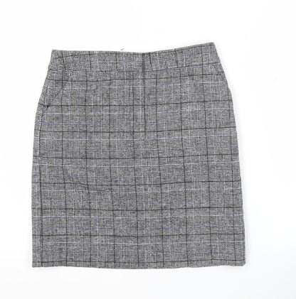 Marks and Spencer Womens Grey Check Pencil Skirt Size 8 Workwear