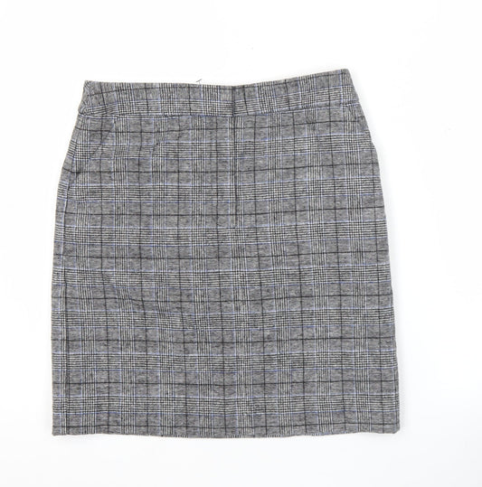 Marks and Spencer Womens Grey Check Pencil Skirt Size 8 Workwear