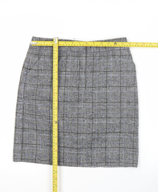 Marks and Spencer Womens Grey Check Pencil Skirt Size 8 Workwear