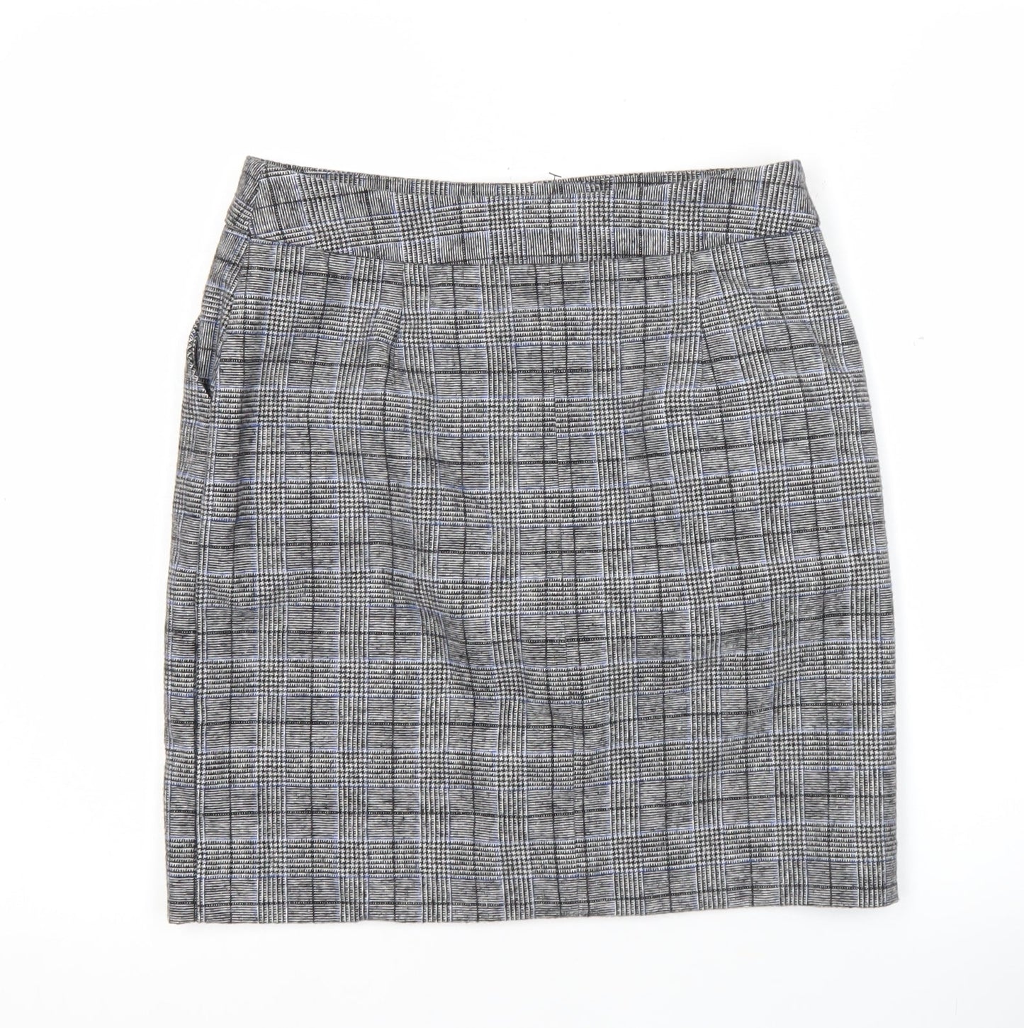 Marks and Spencer Womens Grey Check Pencil Skirt Size 8 Workwear
