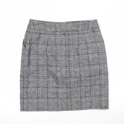 Marks and Spencer Womens Grey Check Pencil Skirt Size 8 Workwear