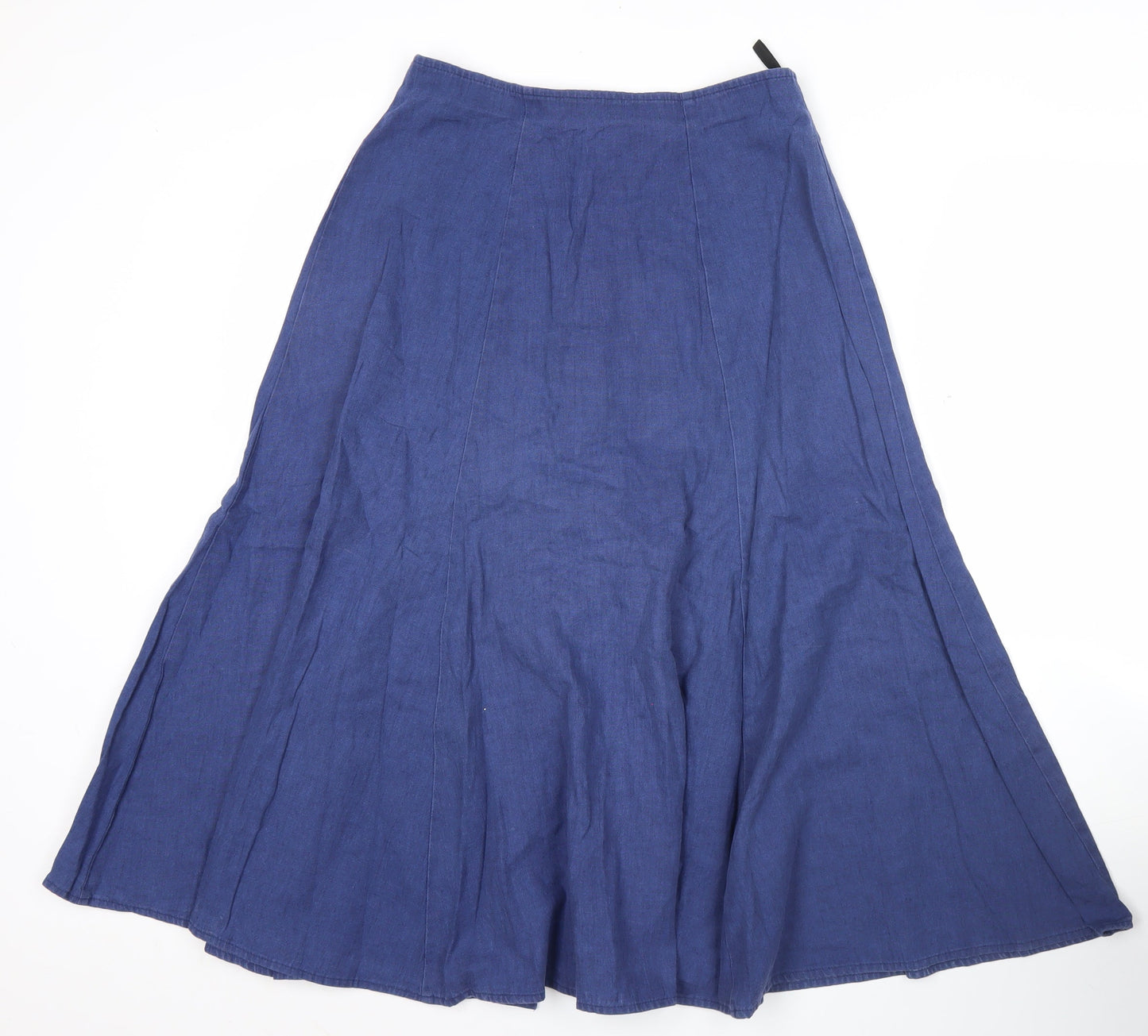 Marks and Spencer Women’s Blue Linen Cotton A-Line Midi Skirt UK 12
