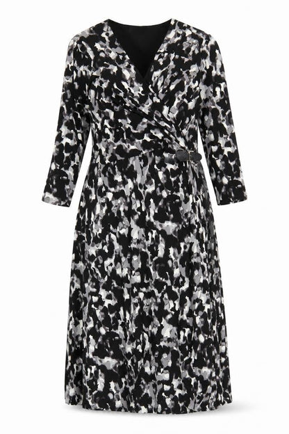 Windsmoor Women’s Black Grey Animal Print Wrap Dress Size 14