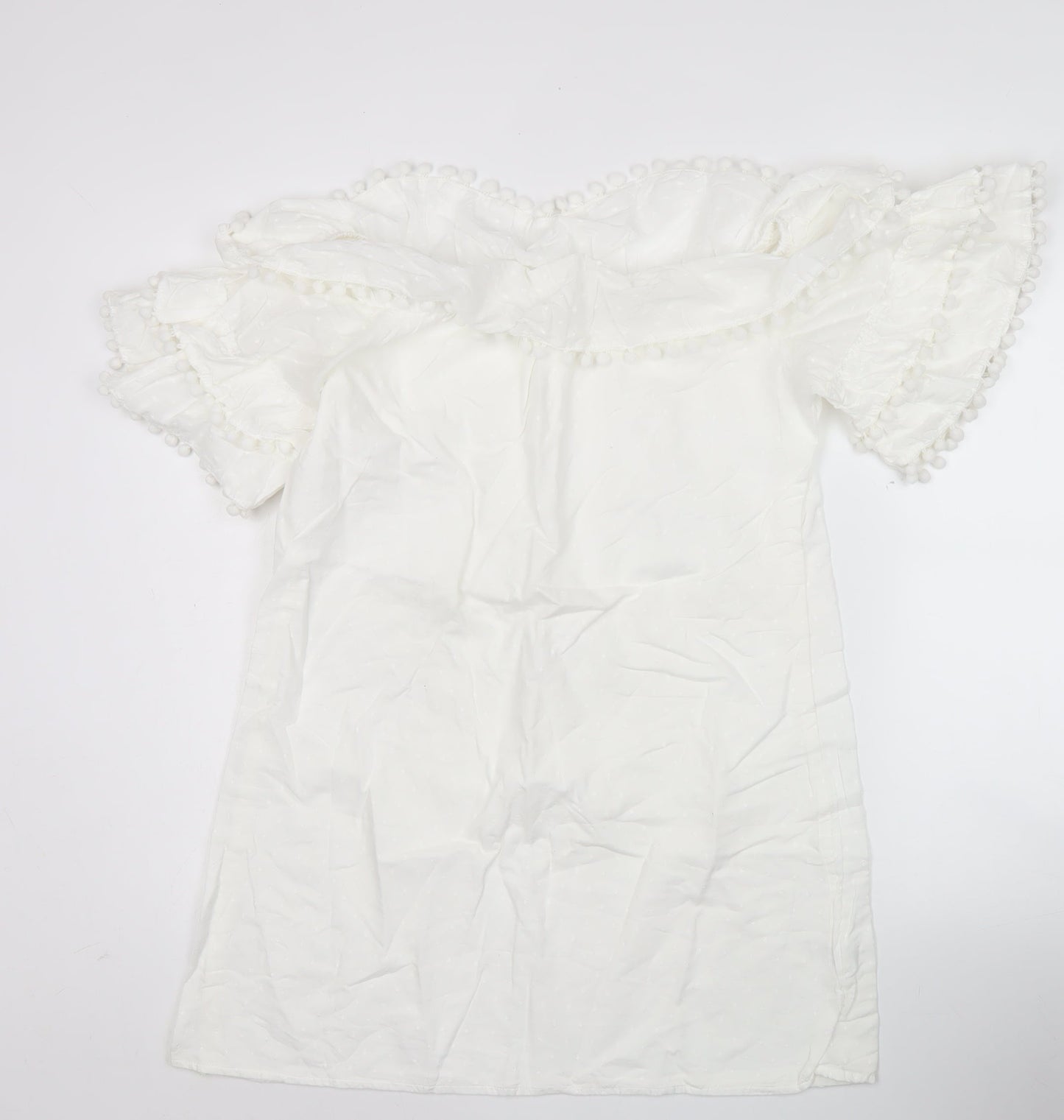 PrettyLittleThing Women’s White Off Shoulder Cotton Shift Dress Size 14