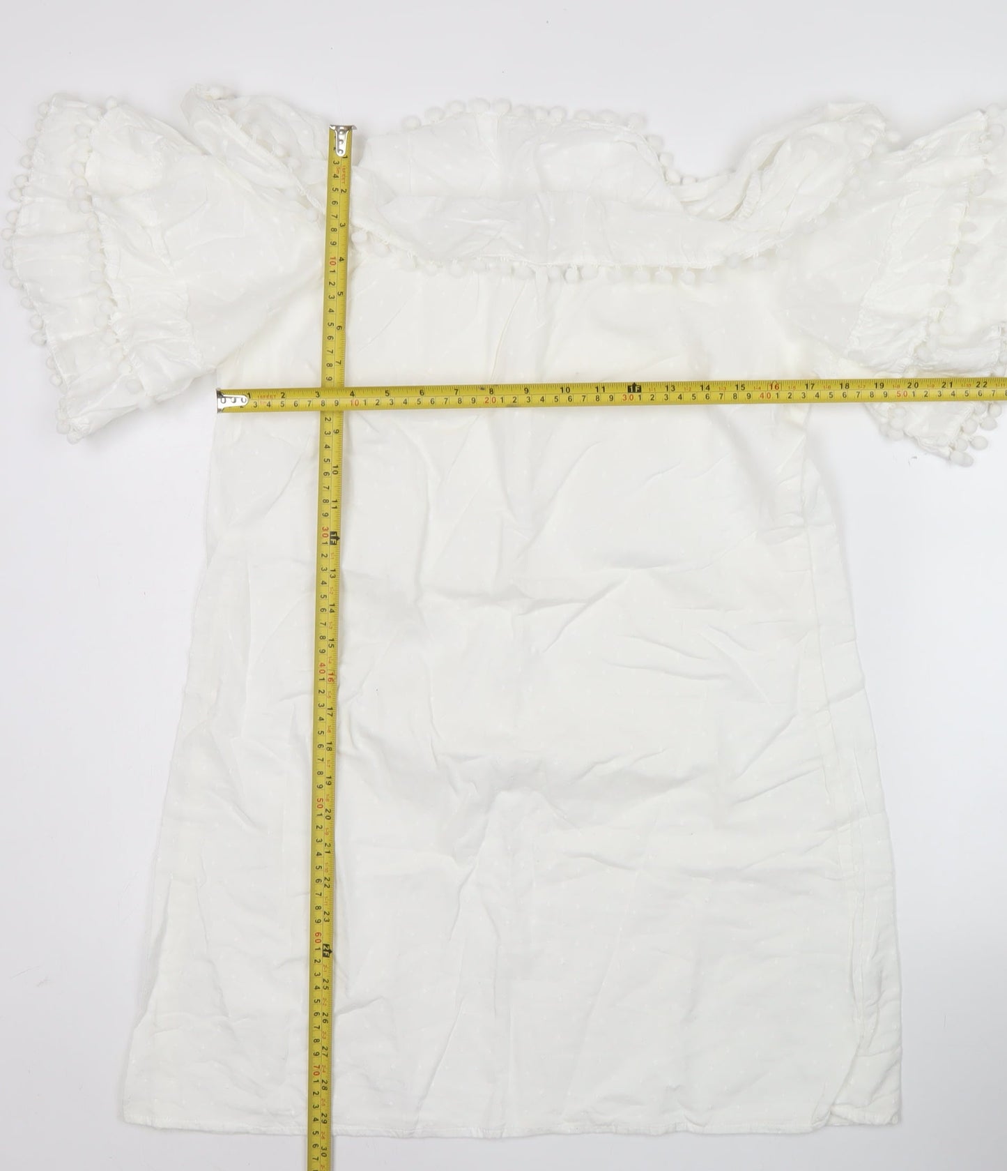 PrettyLittleThing Women’s White Off Shoulder Cotton Shift Dress Size 14