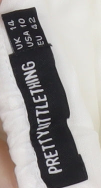 PrettyLittleThing Women’s White Off Shoulder Cotton Shift Dress Size 14