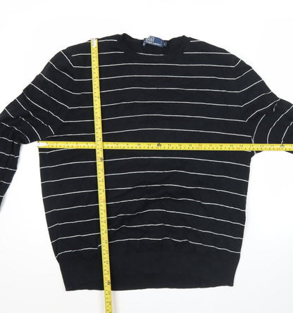 Ralph Lauren Men’s Black Striped Cotton Pullover Jumper L