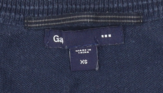 Gap Men’s Blue Striped Cotton V-Neck Jumper XS Regular Fit