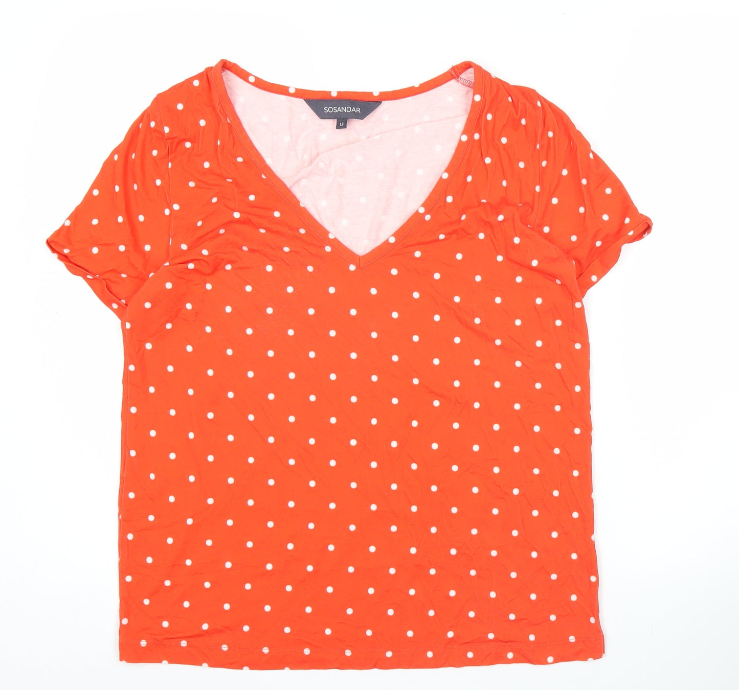 Womens UK Size 12 Sosandar Red Basic T-Shirt