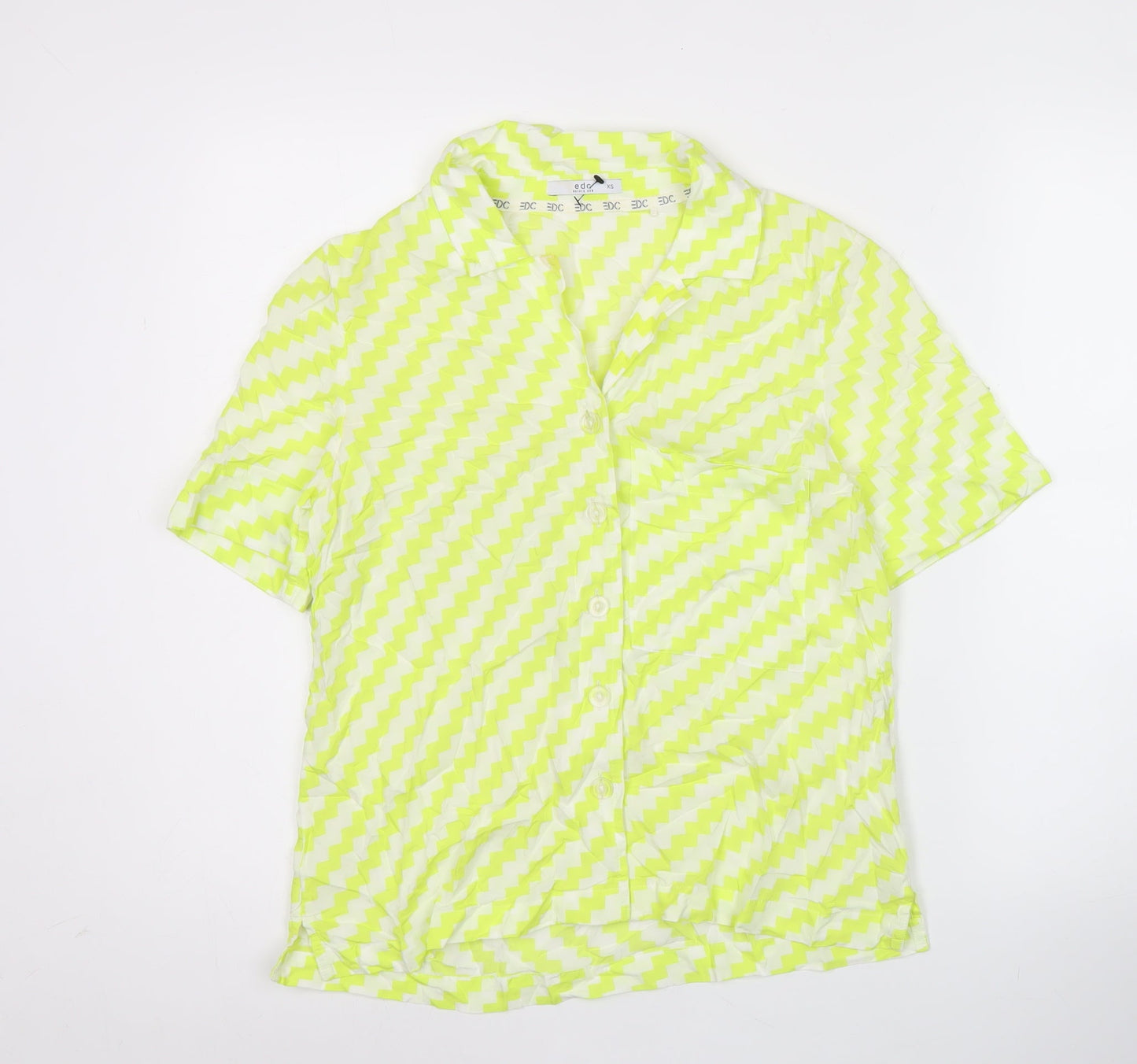 Womens UK Size XS EDC Yellow Basic Button-Up