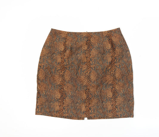 Briggs Petite Women's Brown Animal Print Pencil Skirt Size 10