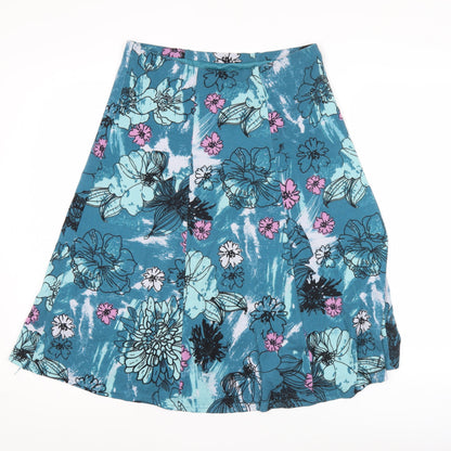 Honor Millburn Womens Blue Floral A-Line Knee Length Skirt Size 10