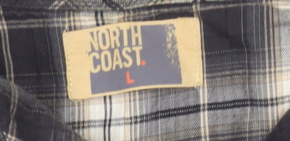 North Coast Men’s Grey Henley Jumper Knit Collared L Long Sleeve