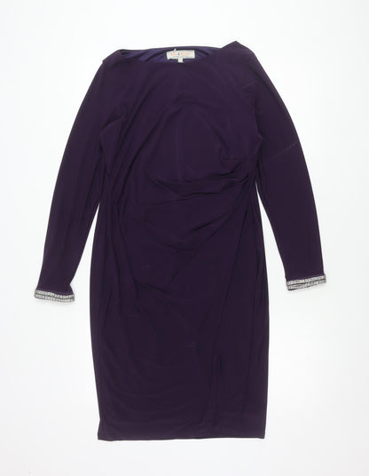 Dorothy Perkins Women’s Purple Sheath Dress Size 14 Beaded Cuff