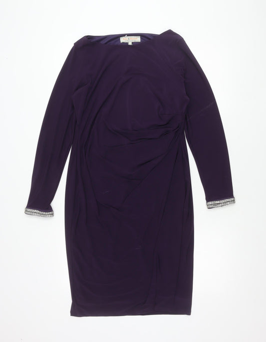 Dorothy Perkins Women’s Purple Sheath Dress Size 14 Beaded Cuff