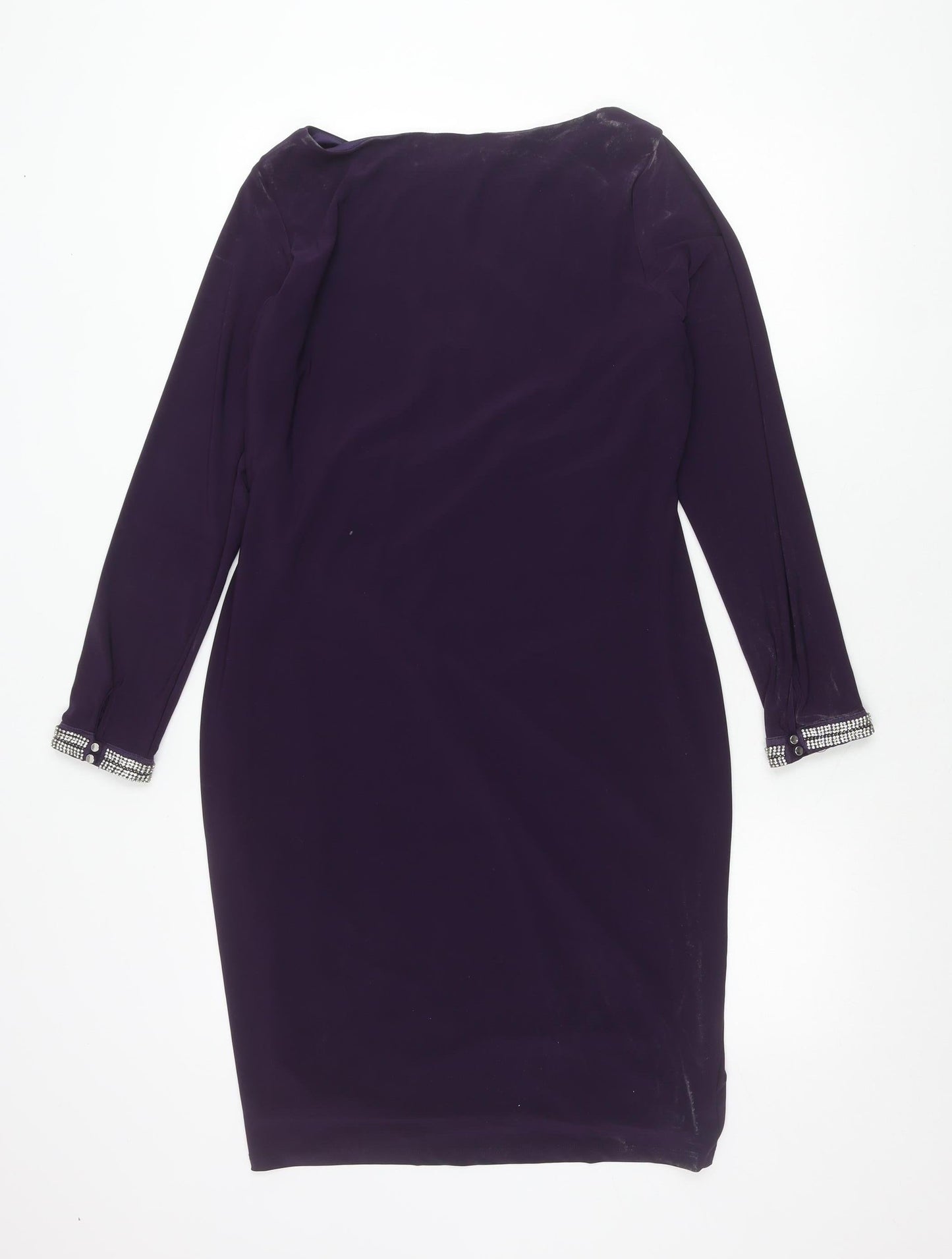 Dorothy Perkins Women’s Purple Sheath Dress Size 14 Beaded Cuff