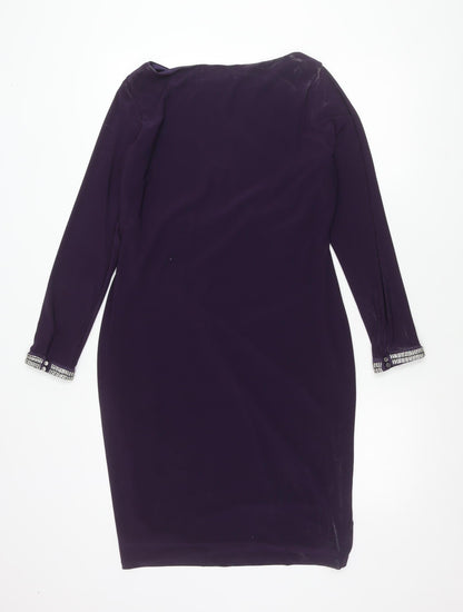 Dorothy Perkins Women’s Purple Sheath Dress Size 14 Beaded Cuff