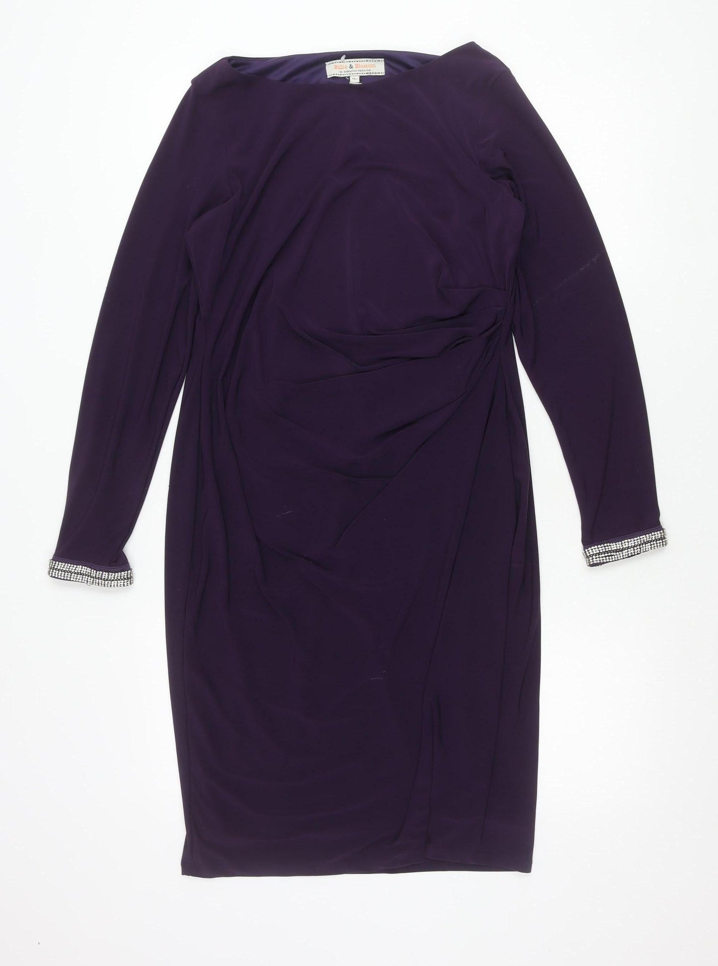 Dorothy Perkins Women’s Purple Sheath Dress Size 14 Beaded Cuff