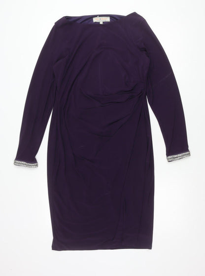 Dorothy Perkins Women’s Purple Sheath Dress Size 14 Beaded Cuff