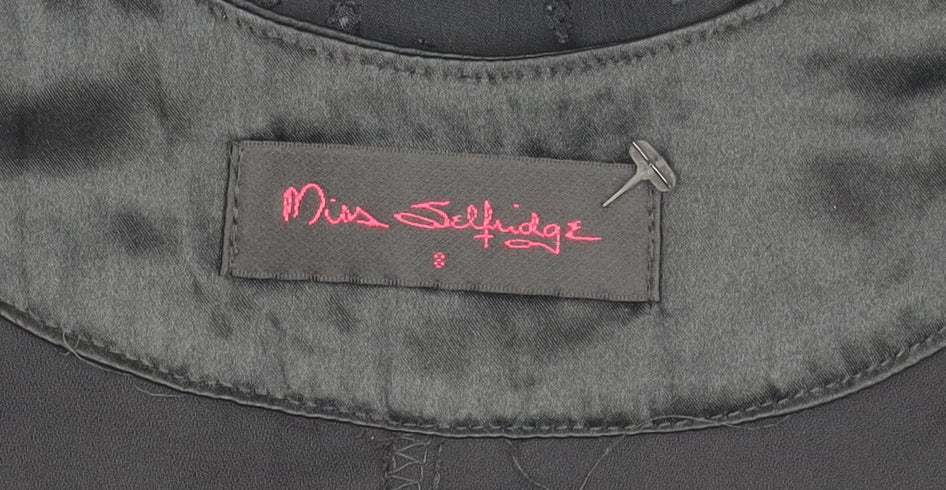 Miss Selfridge Womens Black Size 8 Halter Chiffon Blouse