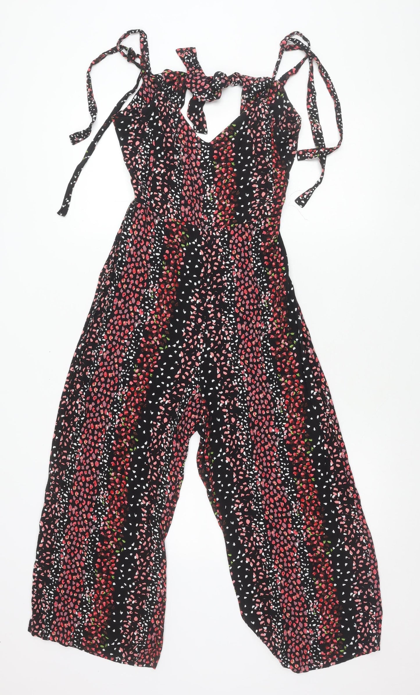 Topshop Women’s Petite Black Floral Wide-Leg Jumpsuit UK 10