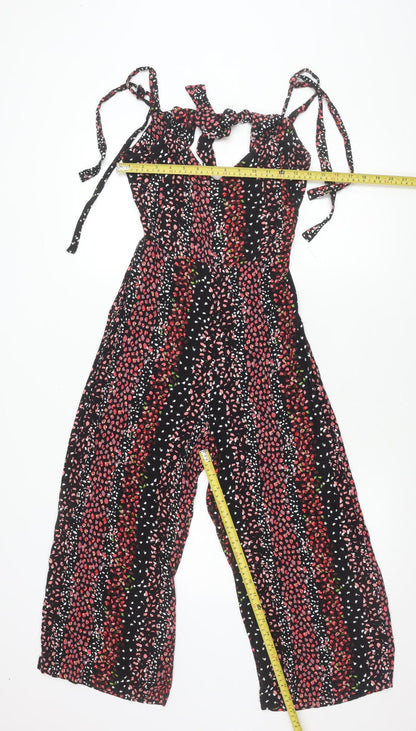 Topshop Women’s Petite Black Floral Wide-Leg Jumpsuit UK 10