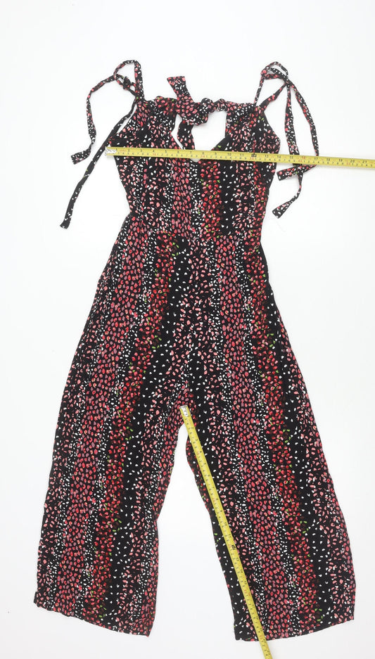 Topshop Women’s Petite Black Floral Wide-Leg Jumpsuit UK 10