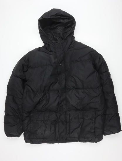 4 You Mens Black XL Winter Puffer Jacket Hooded Nylon Down
