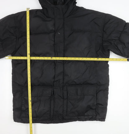 4 You Mens Black XL Winter Puffer Jacket Hooded Nylon Down