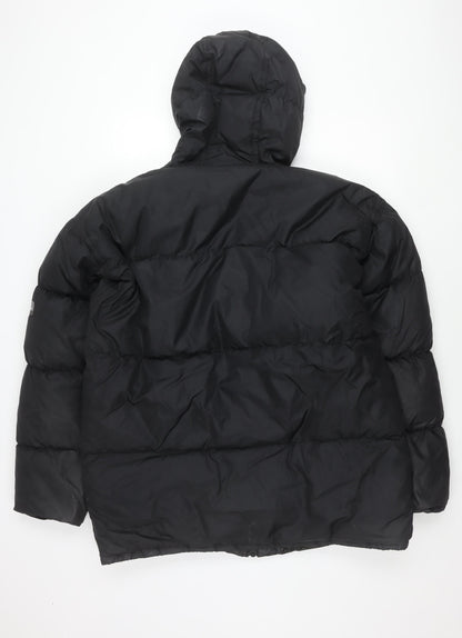 4 You Mens Black XL Winter Puffer Jacket Hooded Nylon Down