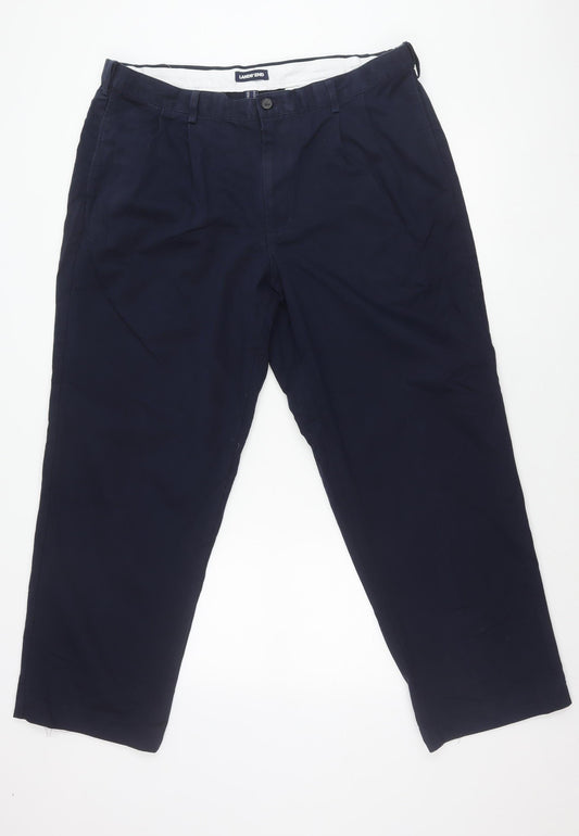 Lands' End Men's Blue Cotton Chino Trousers Size 38 Classic Fit