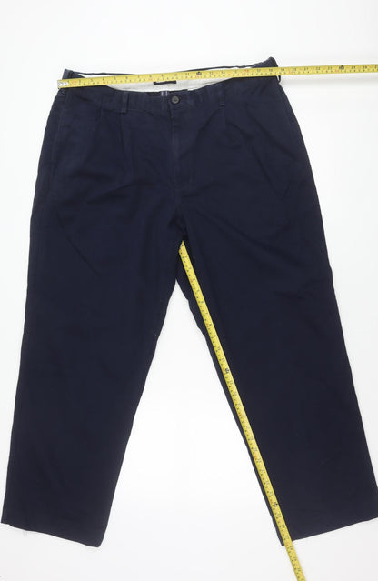Lands' End Men's Blue Cotton Chino Trousers Size 38 Classic Fit
