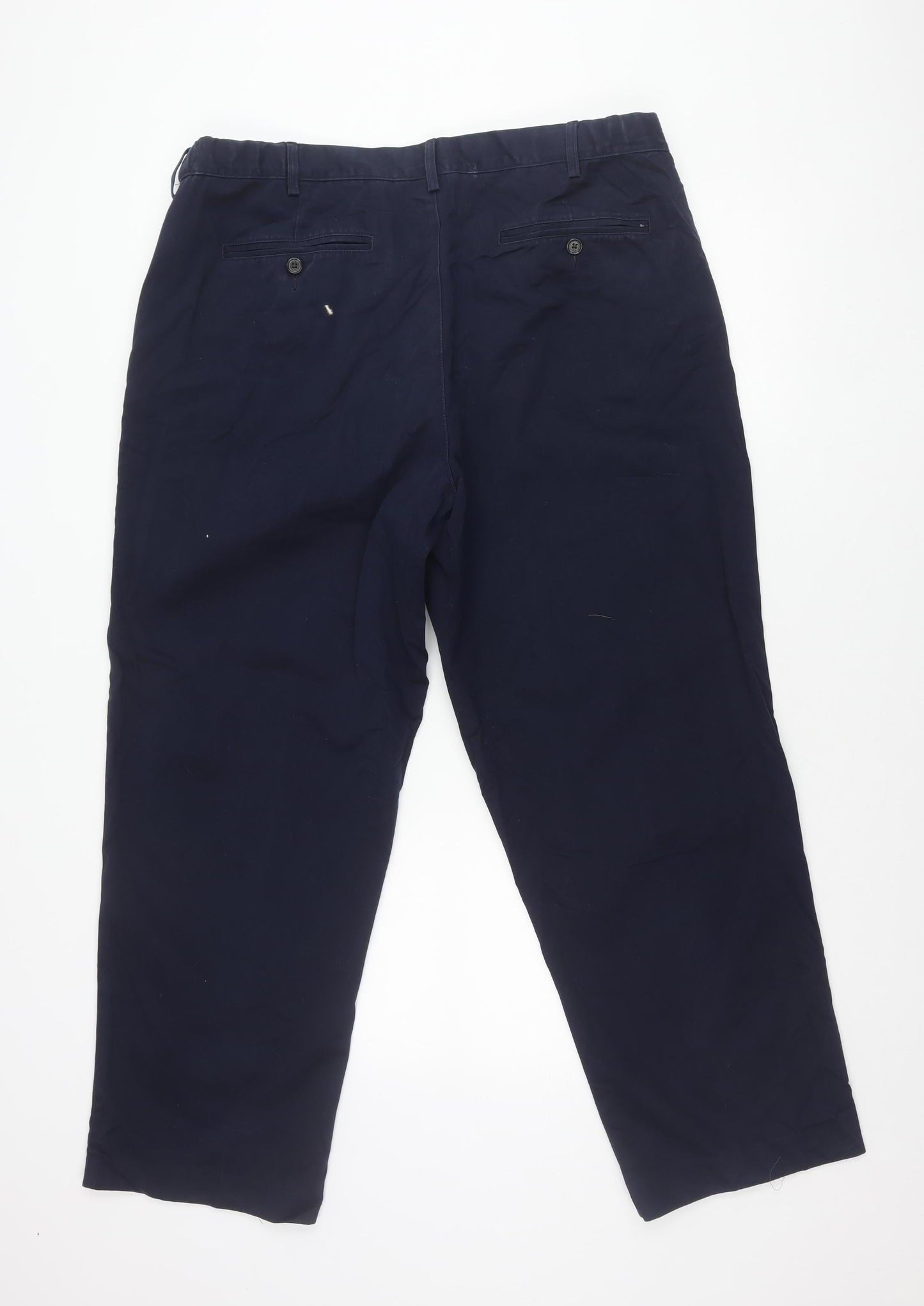 Lands' End Men's Blue Cotton Chino Trousers Size 38 Classic Fit