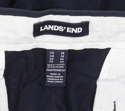 Lands' End Men's Blue Cotton Chino Trousers Size 38 Classic Fit