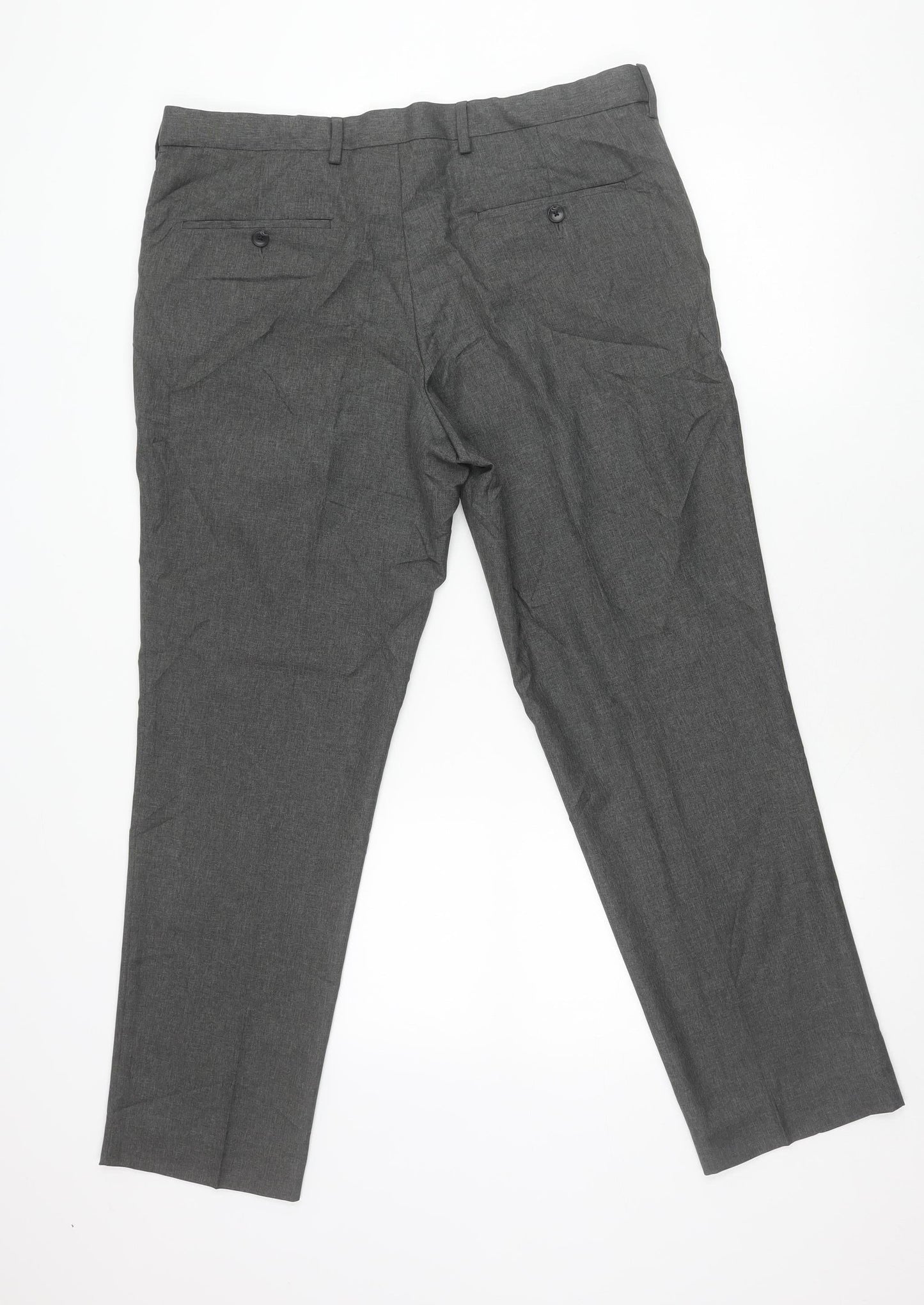 Marks and Spencer Men's Grey Slim Fit Dress Trousers 36W 29L