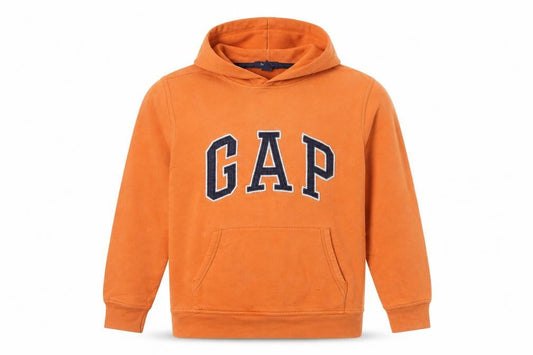 GAP Boys Orange Pullover Hoodie 13 Years Logo Fleece Cotton Blend