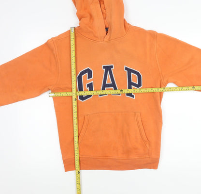 GAP Boys Orange Pullover Hoodie 13 Years Logo Fleece Cotton Blend