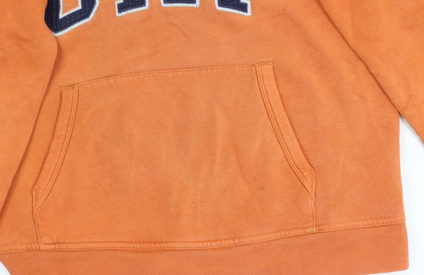GAP Boys Orange Pullover Hoodie 13 Years Logo Fleece Cotton Blend