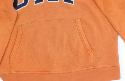 GAP Boys Orange Pullover Hoodie 13 Years Logo Fleece Cotton Blend