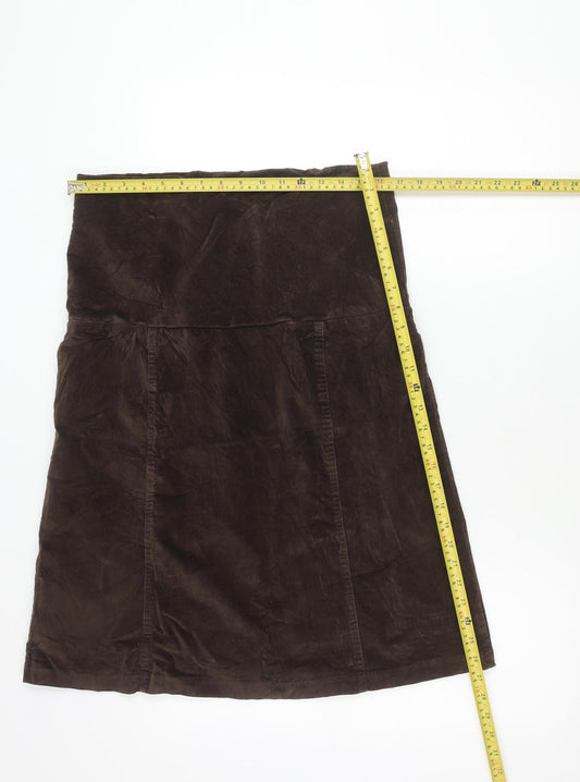 Funmum Women Brown L Maternity Knee Length Pencil Skirt Cotton Blend