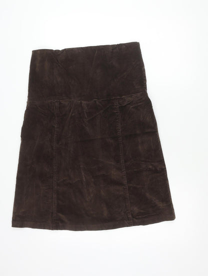Funmum Women Brown L Maternity Knee Length Pencil Skirt Cotton Blend