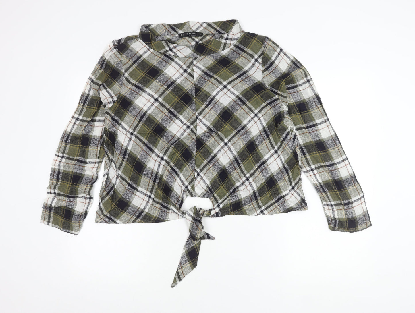 Womens UK Size XL Zara Multicoloured Cropped Button-Up
