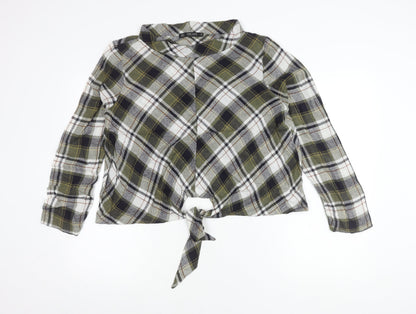 Womens UK Size XL Zara Multicoloured Cropped Button-Up