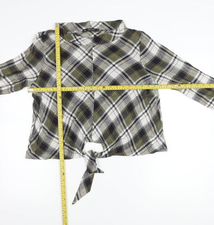 Womens UK Size XL Zara Multicoloured Cropped Button-Up